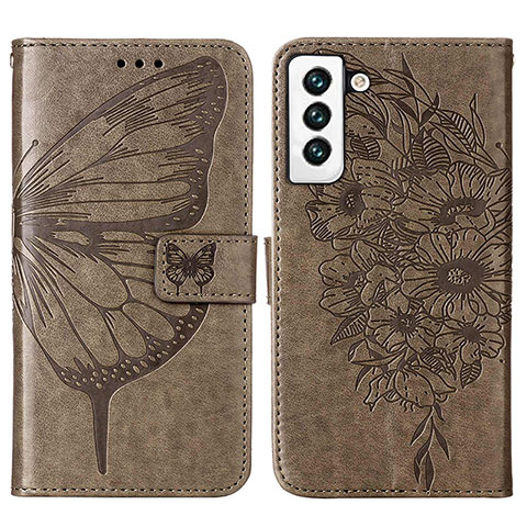 Custodia Portafoglio In Pelle Farfalla Cover con Supporto Y06B per Samsung Galaxy S21 Plus 5G Bronze