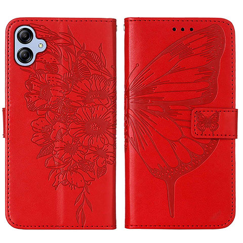 Custodia Portafoglio In Pelle Farfalla Cover con Supporto YB1 per Samsung Galaxy A04E Rosso