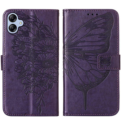 Custodia Portafoglio In Pelle Farfalla Cover con Supporto YB1 per Samsung Galaxy A04E Viola