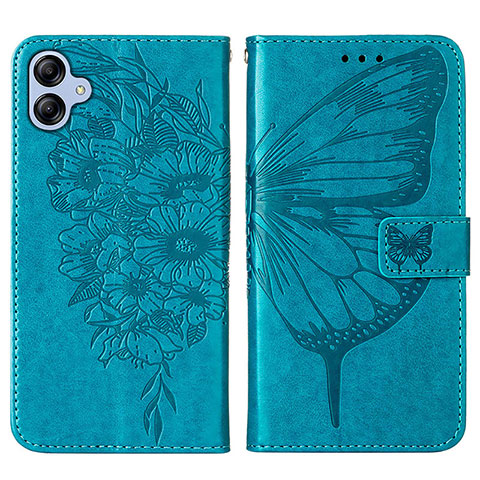 Custodia Portafoglio In Pelle Farfalla Cover con Supporto YB1 per Samsung Galaxy M04 Blu
