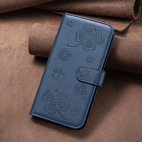 Custodia Portafoglio In Pelle Fiori Cover con Supporto BF1 per Oppo A15 Blu