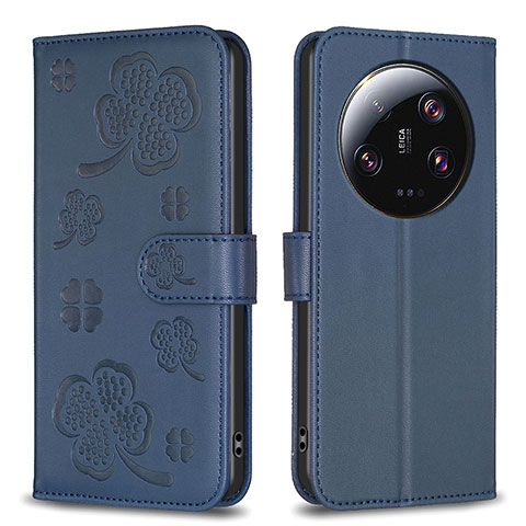Custodia Portafoglio In Pelle Fiori Cover con Supporto BF1 per Xiaomi Mi 13 Ultra 5G Blu