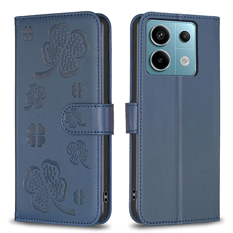 Custodia Portafoglio In Pelle Fiori Cover con Supporto BF1 per Xiaomi Redmi Note 13 Pro 5G Blu