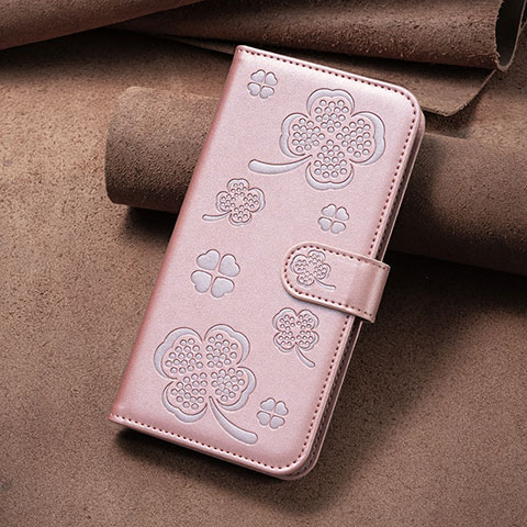 Custodia Portafoglio In Pelle Fiori Cover con Supporto BF2 per Oppo A78 5G Oro Rosa