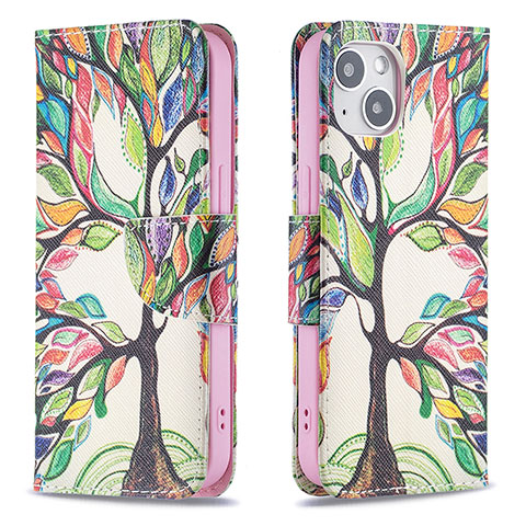 Custodia Portafoglio In Pelle Fiori Cover con Supporto L02 per Apple iPhone 13 Multicolore