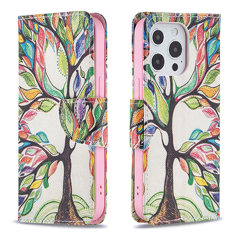 Custodia Portafoglio In Pelle Fiori Cover con Supporto L03 per Apple iPhone 13 Pro Multicolore