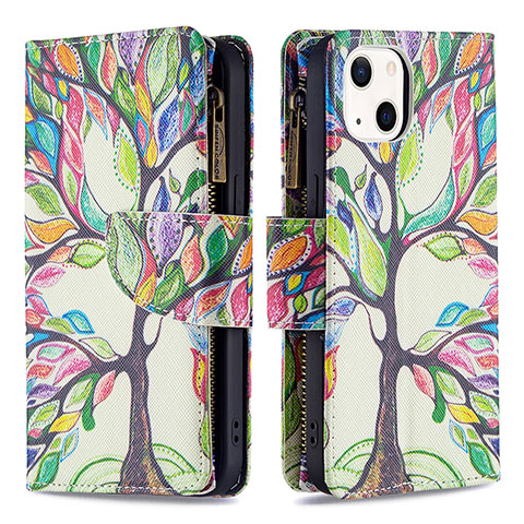 Custodia Portafoglio In Pelle Fiori Cover con Supporto L03 per Apple iPhone 14 Plus Multicolore