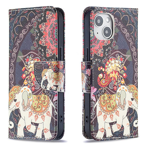 Custodia Portafoglio In Pelle Fiori Cover con Supporto L07 per Apple iPhone 13 Mini Multicolore