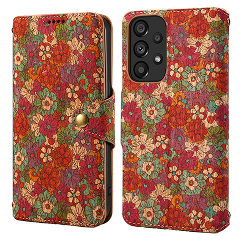 Custodia Portafoglio In Pelle Fiori Cover con Supporto MT1 per Samsung Galaxy A53 5G Rosso