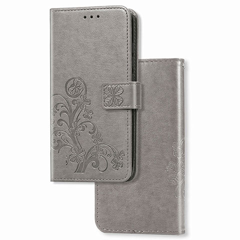 Custodia Portafoglio In Pelle Fiori Cover con Supporto per Google Pixel 5 Grigio