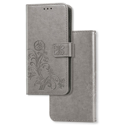 Custodia Portafoglio In Pelle Fiori Cover con Supporto per Samsung Galaxy A01 Core Grigio