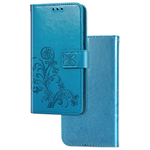 Custodia Portafoglio In Pelle Fiori Cover con Supporto per Samsung Galaxy A20e Blu