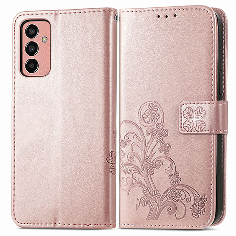Custodia Portafoglio In Pelle Fiori Cover con Supporto per Samsung Galaxy F13 4G Rosa