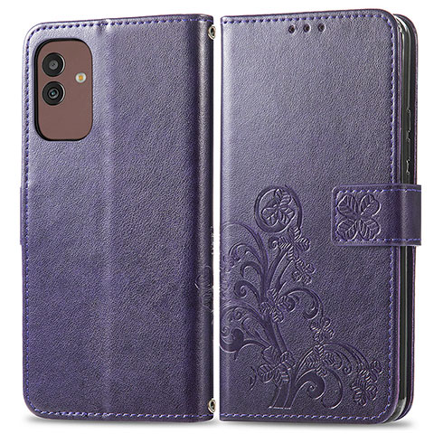 Custodia Portafoglio In Pelle Fiori Cover con Supporto per Samsung Galaxy M13 5G Viola