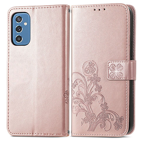 Custodia Portafoglio In Pelle Fiori Cover con Supporto per Samsung Galaxy M52 5G Rosa