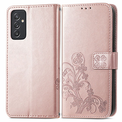 Custodia Portafoglio In Pelle Fiori Cover con Supporto per Samsung Galaxy Quantum2 5G Rosa