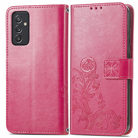 Custodia Portafoglio In Pelle Fiori Cover con Supporto per Samsung Galaxy Quantum2 5G Rosso