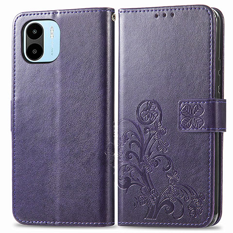 Custodia Portafoglio In Pelle Fiori Cover con Supporto per Xiaomi Redmi A2 Plus Viola