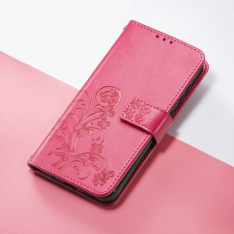 Custodia Portafoglio In Pelle Fiori Cover con Supporto S03D per Google Pixel 4a 5G Rosa Caldo