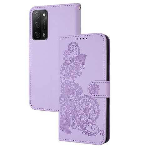 Custodia Portafoglio In Pelle Fiori Cover con Supporto Y01X per Oppo A55 5G Viola