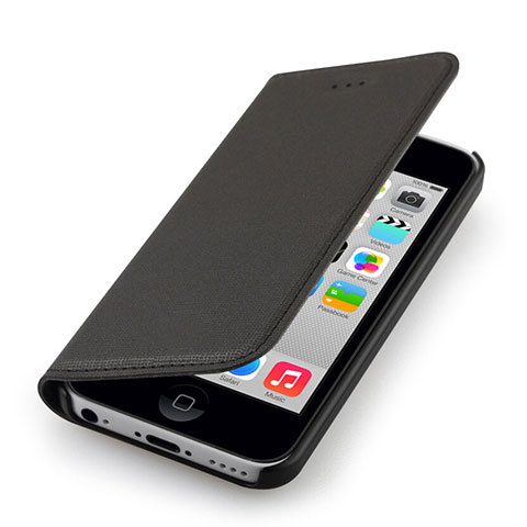 Custodia Portafoglio In Pelle per Apple iPhone 5C Nero