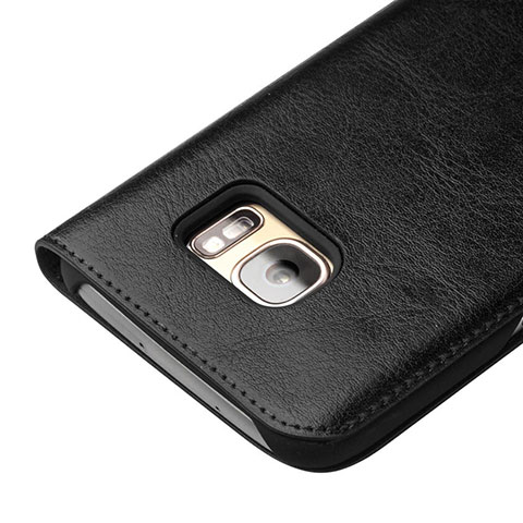 Custodia Portafoglio In Pelle per Samsung Galaxy S7 Edge G935F Nero