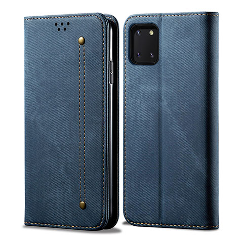 Custodia Portafoglio In stoffa con Supporto B02S per Samsung Galaxy A81 Blu