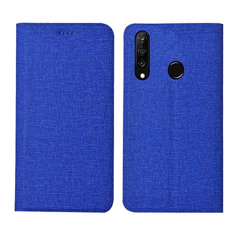 Custodia Portafoglio In stoffa con Supporto H01 per Huawei P30 Lite Blu