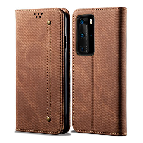 Custodia Portafoglio In stoffa con Supporto H01 per Huawei P40 Pro Marrone