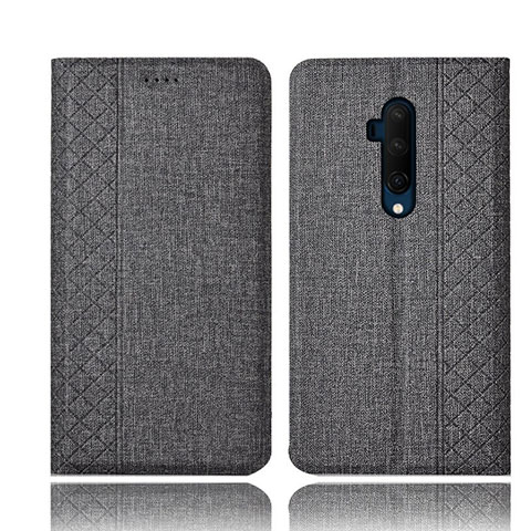 Custodia Portafoglio In stoffa con Supporto H01 per OnePlus 7T Pro Grigio