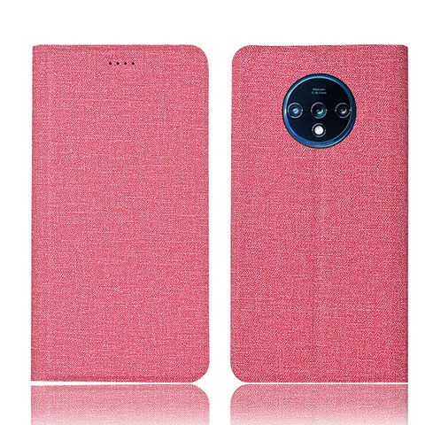 Custodia Portafoglio In stoffa con Supporto H01 per OnePlus 7T Rosa