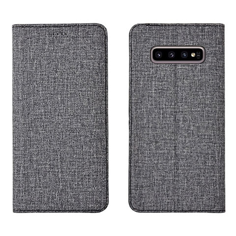 Custodia Portafoglio In stoffa con Supporto H01 per Samsung Galaxy S10 Plus Grigio