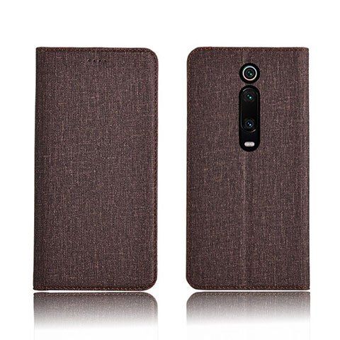 Custodia Portafoglio In stoffa con Supporto H01 per Xiaomi Redmi K20 Marrone