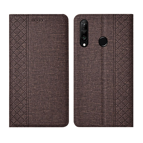 Custodia Portafoglio In stoffa con Supporto H02 per Huawei P30 Lite New Edition Marrone