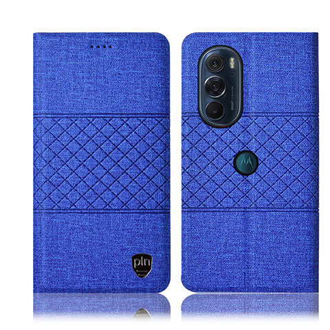 Custodia Portafoglio In stoffa con Supporto H12P per Motorola Moto Edge X30 5G Blu