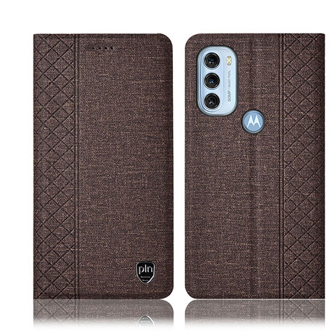 Custodia Portafoglio In stoffa con Supporto H12P per Motorola Moto G71 5G Marrone