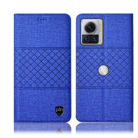 Custodia Portafoglio In stoffa con Supporto H13P per Motorola Moto Edge X30 Pro 5G Blu