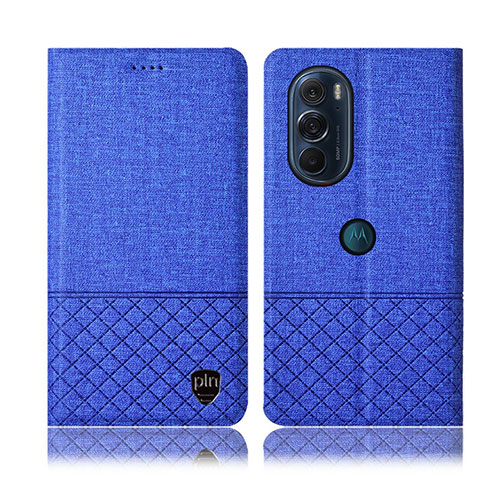 Custodia Portafoglio In stoffa con Supporto H14P per Motorola Moto Edge 30 Pro 5G Blu