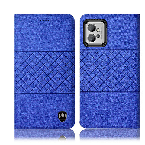 Custodia Portafoglio In stoffa con Supporto H14P per Motorola Moto G32 Blu
