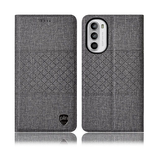 Custodia Portafoglio In stoffa con Supporto H14P per Motorola MOTO G52 Grigio