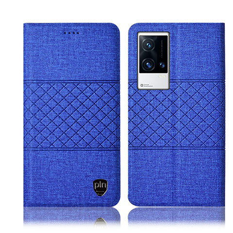 Custodia Portafoglio In stoffa con Supporto H14P per Vivo iQOO 8 5G Blu