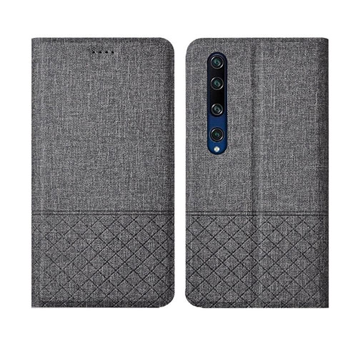 Custodia Portafoglio In stoffa con Supporto L01 per Xiaomi Mi 10 Grigio