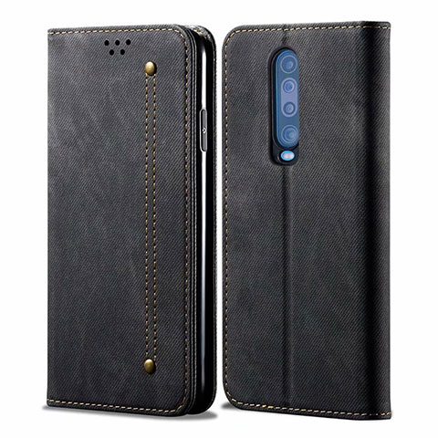 Custodia Portafoglio In stoffa con Supporto L02 per Xiaomi Redmi K30i 5G Nero