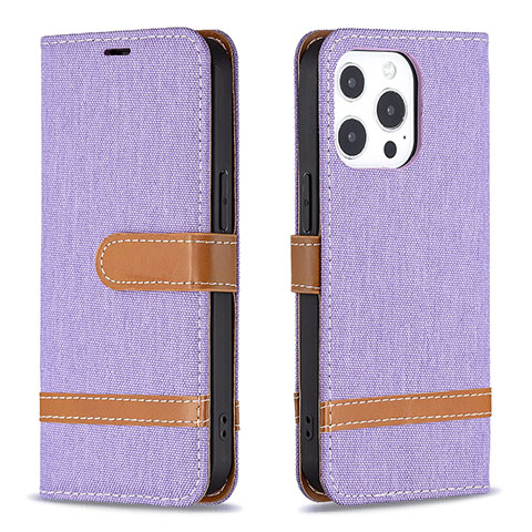 Custodia Portafoglio In stoffa con Supporto per Apple iPhone 13 Pro Viola