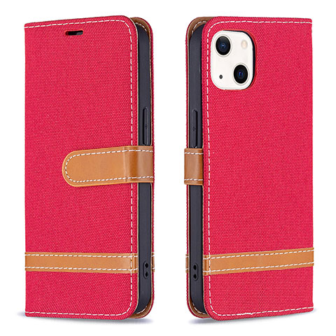 Custodia Portafoglio In stoffa con Supporto per Apple iPhone 14 Plus Rosso