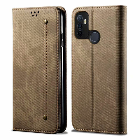 Custodia Portafoglio In stoffa con Supporto per Oppo A32 Khaki