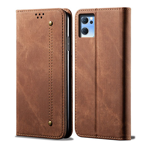 Custodia Portafoglio In stoffa con Supporto per Oppo Find X5 Lite 5G Marrone