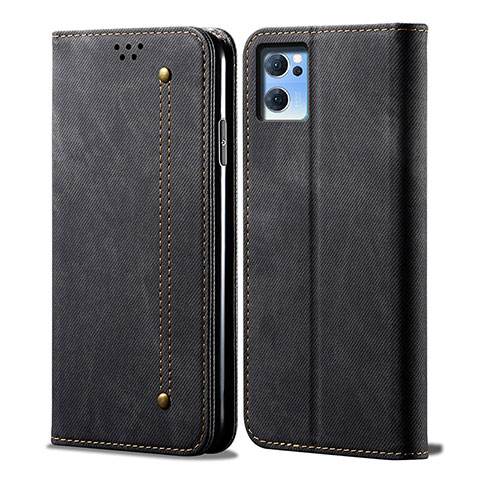 Custodia Portafoglio In stoffa con Supporto per Oppo Find X5 Lite 5G Nero