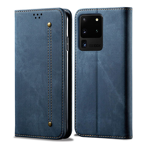 Custodia Portafoglio In stoffa con Supporto per Samsung Galaxy S20 Ultra 5G Blu