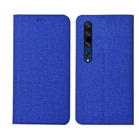 Custodia Portafoglio In stoffa con Supporto per Xiaomi Mi 10 Blu